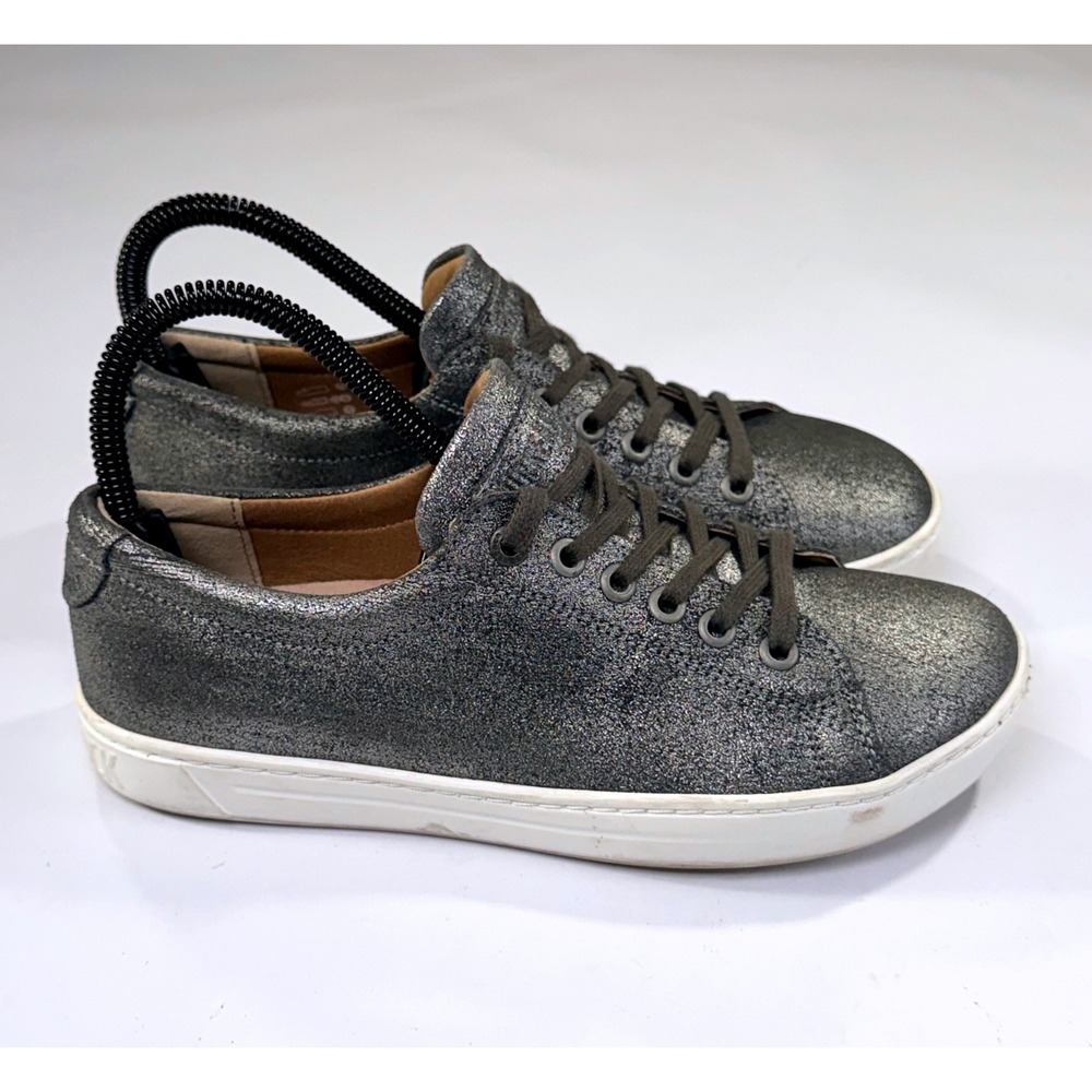 Birkenstock Arran Sneaker Women 37/L6 M4 Metallic Silver Glitter Leather Comfort